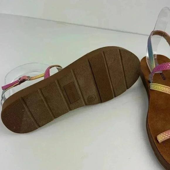 STEVE MADDEN SZ 3 MULTI COLOR SPARKLY SANDALS NWOT PINK BLUE YELLOW - Picture 3 of 6